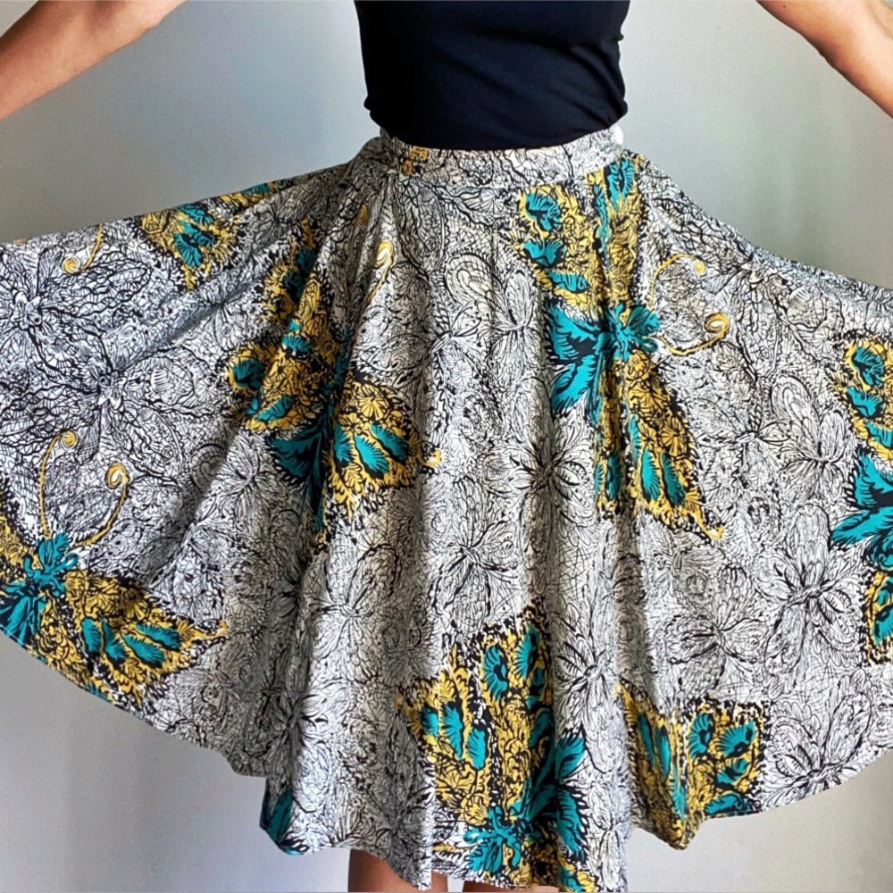 Vintage 1950s Cotton Circle Skirt, XS